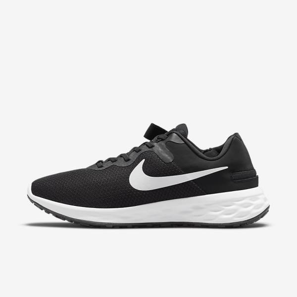 Scarpe Running Uomo Nike Revolution 6 FlyEase Next Nature Easy On-Off Strada Nere Grigie Bianche | NK396RXI