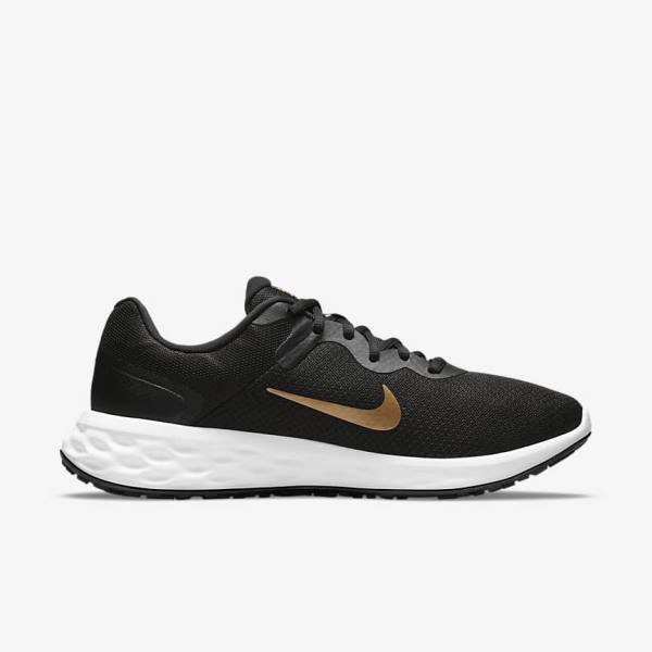 Scarpe Running Uomo Nike Revolution 6 Next Nature Strada Nere Bianche Metal Oro | NK271SJF