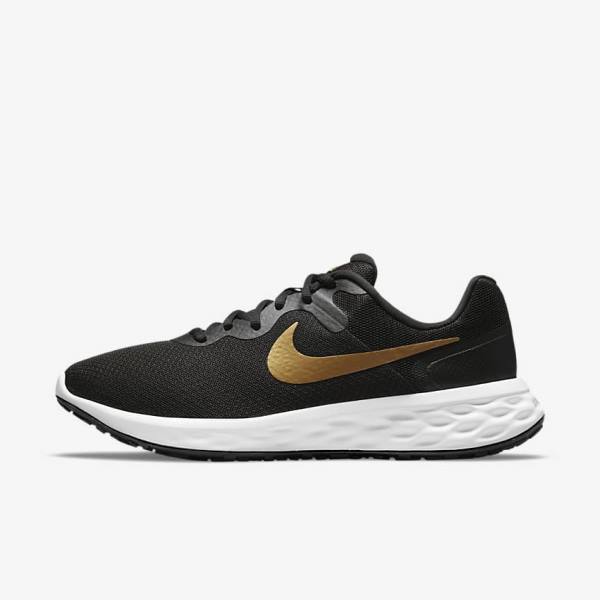 Scarpe Running Uomo Nike Revolution 6 Next Nature Strada Nere Bianche Metal Oro | NK271SJF