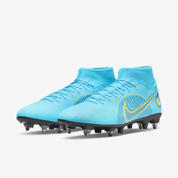 Scarpe da Calcio Donna Nike Mercurial Superfly 8 Academy SG-PRO Anti-Clog Traction Soft-Grounds Blu Arancioni | NK056VGU