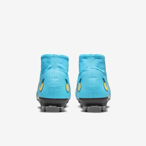 Scarpe da Calcio Donna Nike Mercurial Superfly 8 Academy SG-PRO Anti-Clog Traction Soft-Grounds Blu Arancioni | NK056VGU