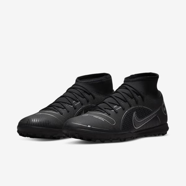 Scarpe da Calcio Donna Nike Mercurial Superfly 8 Club TF Turf Nere Grigie Metal Argento | NK091TCN