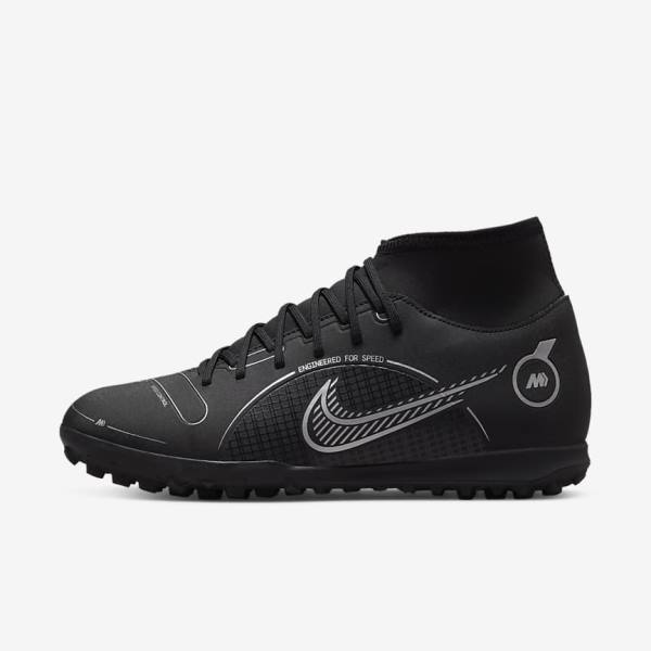 Scarpe da Calcio Donna Nike Mercurial Superfly 8 Club TF Turf Nere Grigie Metal Argento | NK091TCN