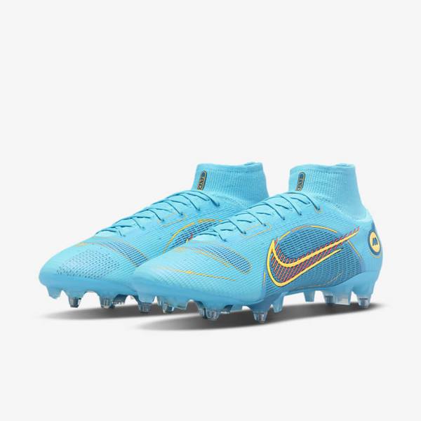 Scarpe da Calcio Donna Nike Mercurial Superfly 8 Elite SG-PRO Anti-Clog Traction Soft-Ground Blu Arancioni | NK165CKM