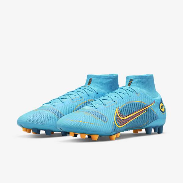 Scarpe da Calcio Donna Nike Mercurial Superfly 8 Elite AG Artificial-Grasss Blu Arancioni | NK301XPT