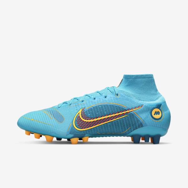 Scarpe da Calcio Donna Nike Mercurial Superfly 8 Elite AG Artificial-Grasss Blu Arancioni | NK301XPT