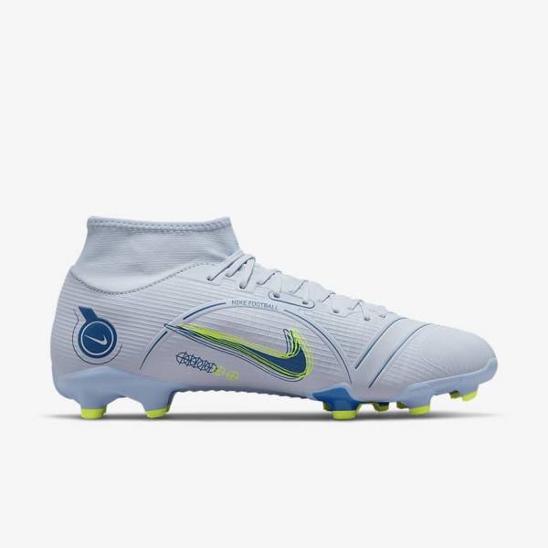 Scarpe da Calcio Donna Nike Mercurial Superfly 8 Academy MG Multi-Grounds Grigie Blu Chiaro Blu Scuro | NK582JHF