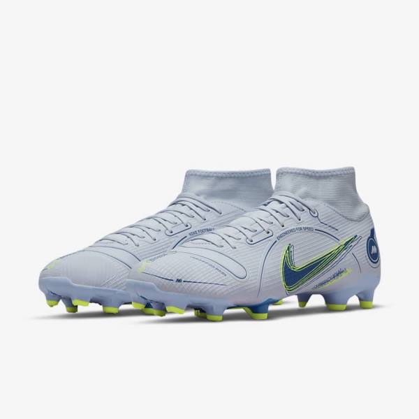 Scarpe da Calcio Donna Nike Mercurial Superfly 8 Academy MG Multi-Grounds Grigie Blu Chiaro Blu Scuro | NK582JHF