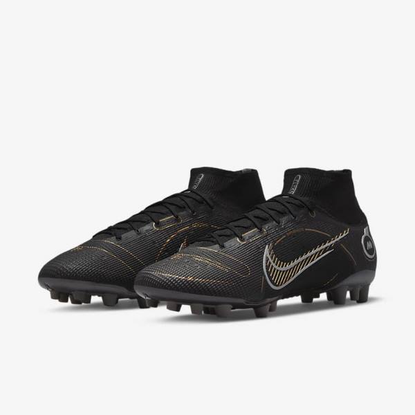 Scarpe da Calcio Donna Nike Mercurial Superfly 8 Elite AG Artificial-Grasss Nere Metal Argento Grigie Metal Oro | NK610ONW