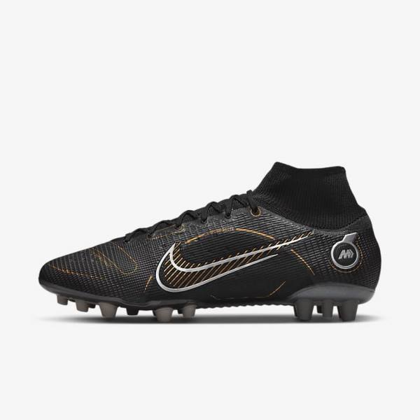 Scarpe da Calcio Donna Nike Mercurial Superfly 8 Elite AG Artificial-Grasss Nere Metal Argento Grigie Metal Oro | NK610ONW