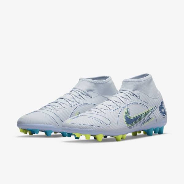 Scarpe da Calcio Donna Nike Mercurial Superfly 8 Academy AG Artificial-Grass Grigie Blu Chiaro Blu Scuro | NK637FHB