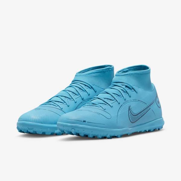 Scarpe da Calcio Donna Nike Mercurial Superfly 8 Club TF Turf Blu Arancioni | NK791JNA