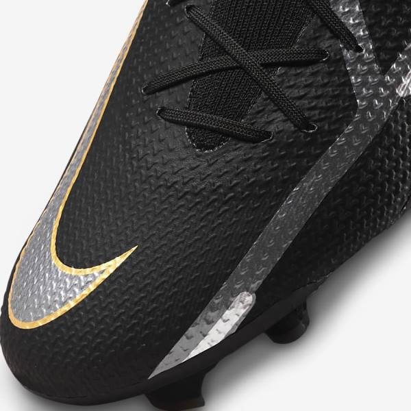 Scarpe da Calcio Donna Nike Phantom GT2 Pro Dynamic Fit FG Firm-Ground Nere Metal Oro Metal Argento Metal Grigie Scuro | NK031VOS