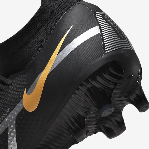 Scarpe da Calcio Donna Nike Phantom GT2 Pro Dynamic Fit FG Firm-Ground Nere Metal Oro Metal Argento Metal Grigie Scuro | NK031VOS