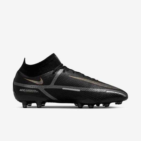 Scarpe da Calcio Donna Nike Phantom GT2 Dynamic Fit Elite AG-Pro Artificial-Grass Nere Metal Oro Metal Argento Metal Grigie Scuro | NK078TYF