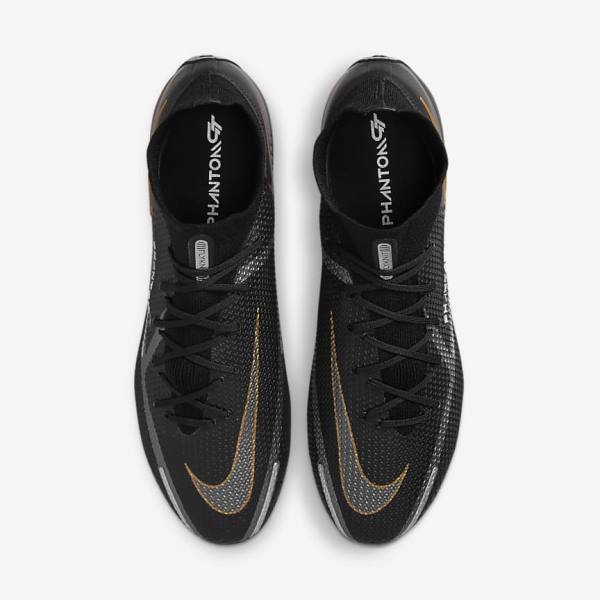 Scarpe da Calcio Donna Nike Phantom GT2 Dynamic Fit Elite AG-Pro Artificial-Grass Nere Metal Oro Metal Argento Metal Grigie Scuro | NK078TYF