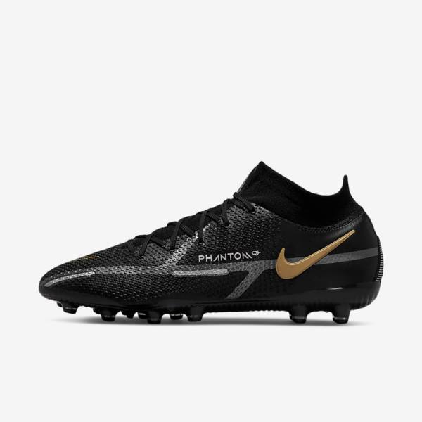 Scarpe da Calcio Donna Nike Phantom GT2 Dynamic Fit Elite AG-Pro Artificial-Grass Nere Metal Oro Metal Argento Metal Grigie Scuro | NK078TYF