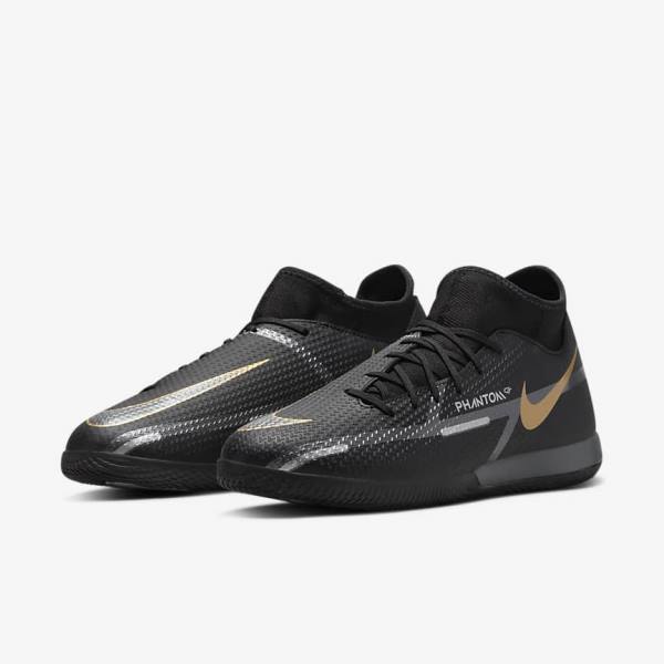 Scarpe da Calcio Donna Nike Phantom GT2 Academy Dynamic Fit IC Indoor Court Nere Metal Oro Grigie Scuro Metal Grigie Scuro | NK318URP