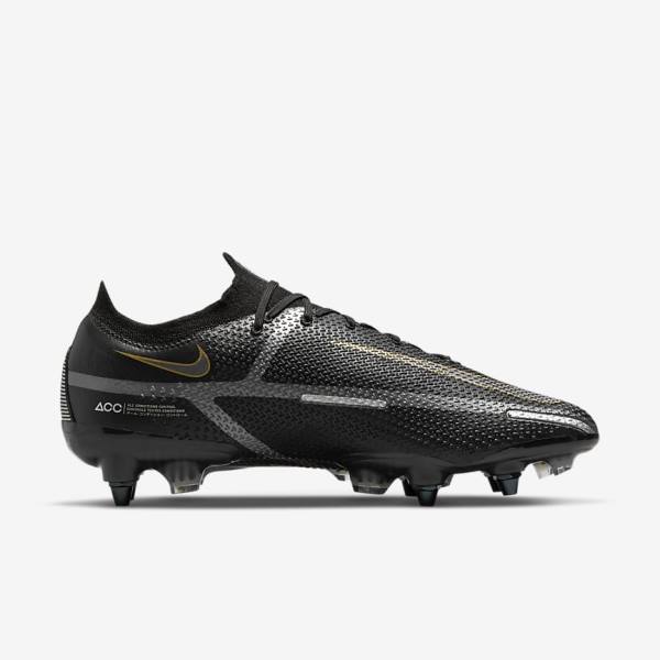 Scarpe da Calcio Donna Nike Phantom GT2 Elite SG-Pro AC Soft-Ground Nere Metal Oro Metal Argento Metal Grigie Scuro | NK470IKQ