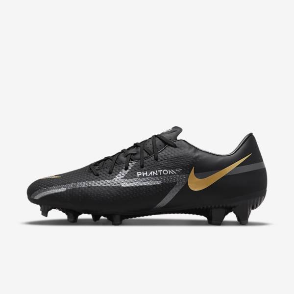 Scarpe da Calcio Donna Nike Phantom GT2 Academy MG Multi-Ground Nere Metal Oro Grigie Scuro Metal Grigie Scuro | NK851WFL