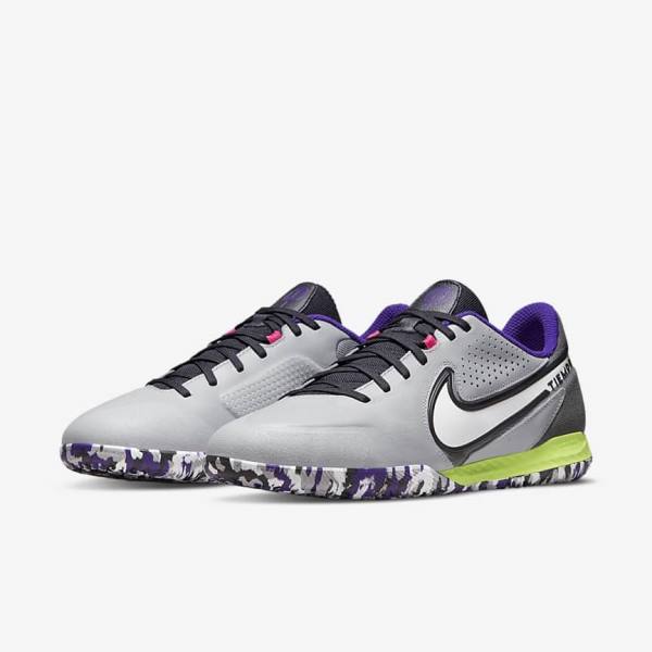 Scarpe da Calcio Donna Nike React Tiempo Legend 9 Pro IC Indoor-Court Grigie Chiaro Bianche | NK153HFE