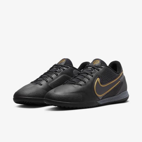 Scarpe da Calcio Donna Nike React Tiempo Legend 9 Pro IC Indoor-Court Nere Grigie Scuro Metal Oro Metal Grigie Scuro | NK176DCM