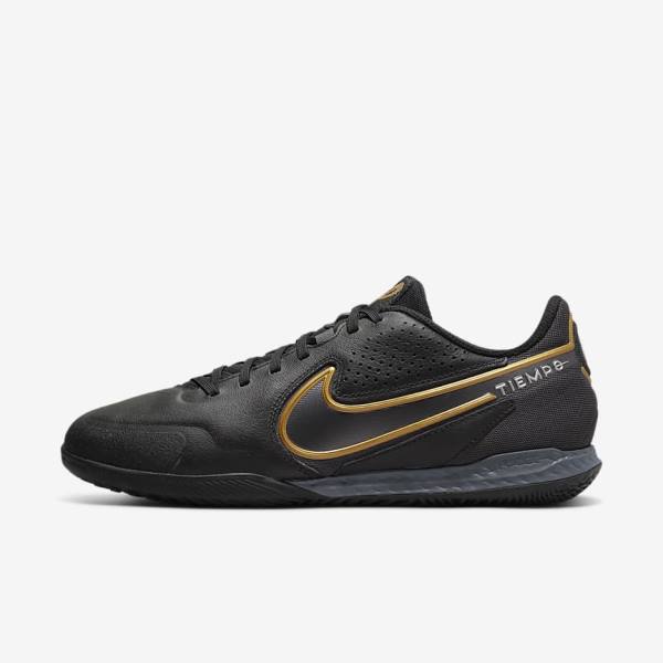 Scarpe da Calcio Donna Nike React Tiempo Legend 9 Pro IC Indoor-Court Nere Grigie Scuro Metal Oro Metal Grigie Scuro | NK176DCM