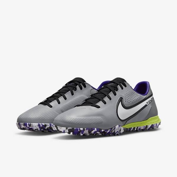 Scarpe da Calcio Donna Nike React Tiempo Legend 9 Pro TF Turf Grigie Chiaro Bianche | NK291ZPK