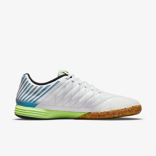 Scarpe da Calcio Uomo Nike Lunar Gato II IC Indoor Court Bianche Blu Chiaro Nere Nere | NK324NFL