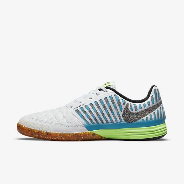 Scarpe da Calcio Uomo Nike Lunar Gato II IC Indoor Court Bianche Blu Chiaro Nere Nere | NK324NFL