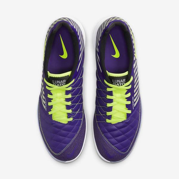 Scarpe da Calcio Uomo Nike Lunar Gato II IC Indoor Court Viola Nere Bianche | NK563EQK