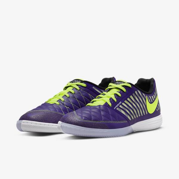 Scarpe da Calcio Uomo Nike Lunar Gato II IC Indoor Court Viola Nere Bianche | NK563EQK