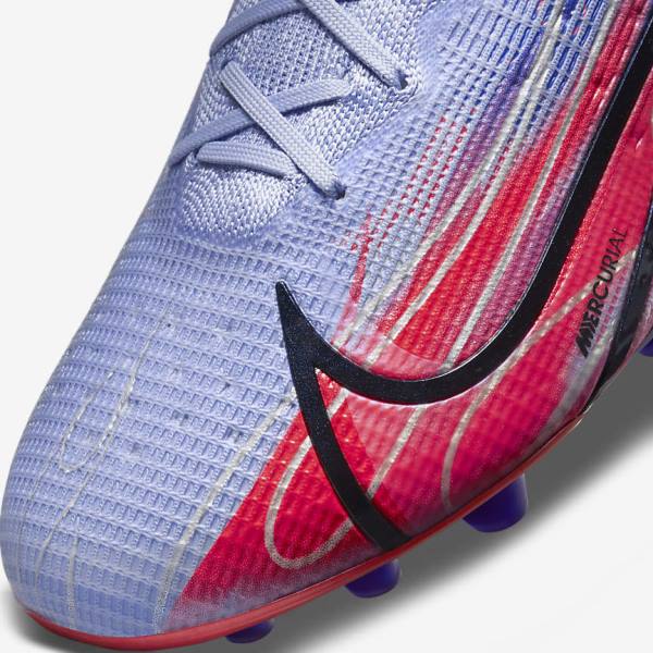 Scarpe da Calcio Uomo Nike Mercurial Superfly 8 Elite KM AG Artificial-Grass Indaco Rosse Chiaro Metal Argento | NK031KFT