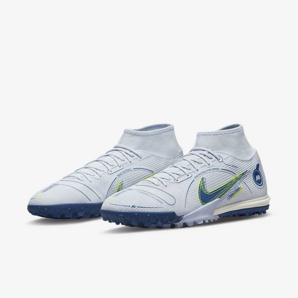 Scarpe da Calcio Uomo Nike Mercurial Superfly 8 Academy TF Turf Grigie Blu Chiaro Blu Scuro | NK589CHV