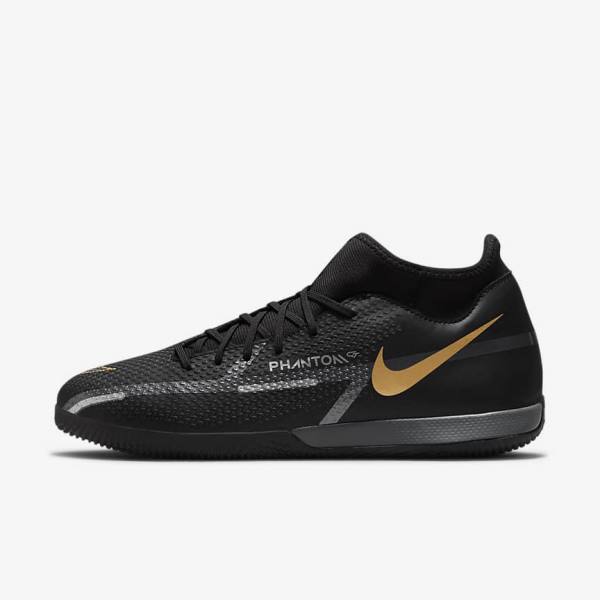 Scarpe da Calcio Uomo Nike Phantom GT2 Academy Dynamic Fit IC Indoor Court Nere Metal Oro Grigie Scuro Metal Grigie Scuro | NK318AJF