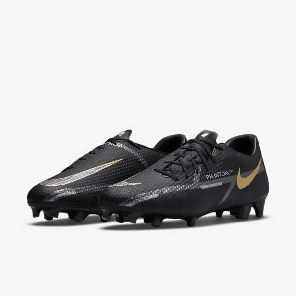 Scarpe da Calcio Uomo Nike Phantom GT2 Academy MG Multi-Ground Nere Metal Oro Grigie Scuro Metal Grigie Scuro | NK412CEB