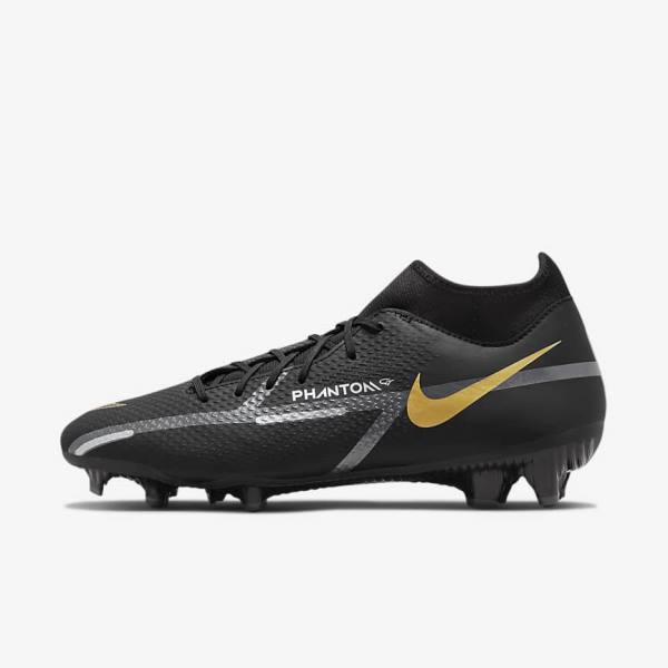 Scarpe da Calcio Uomo Nike Phantom GT2 Academy Dynamic Fit MG Multi-Ground Nere Metal Oro Grigie Scuro Metal Grigie Scuro | NK976UIW