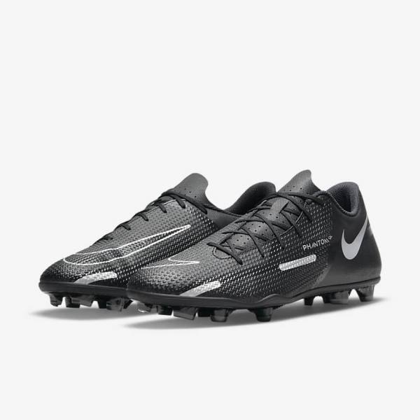 Scarpe da Calcio Uomo Nike Phantom GT2 Club MG Multi-Ground Nere Grigie Scuro Metal Argento | NK083JOC