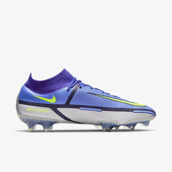 Scarpe da Calcio Uomo Nike Phantom GT2 Dynamic Fit Elite FG Firm-Ground Blu Grigie | NK409ECG