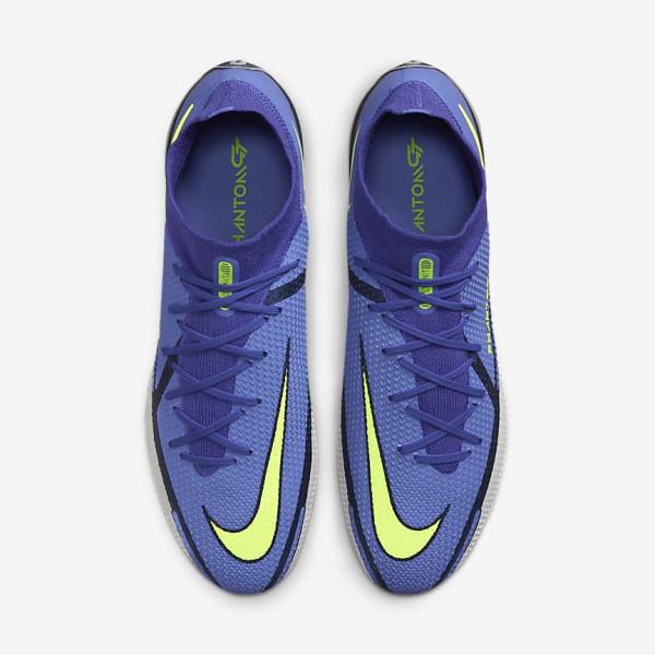 Scarpe da Calcio Uomo Nike Phantom GT2 Dynamic Fit Elite FG Firm-Ground Blu Grigie | NK409ECG