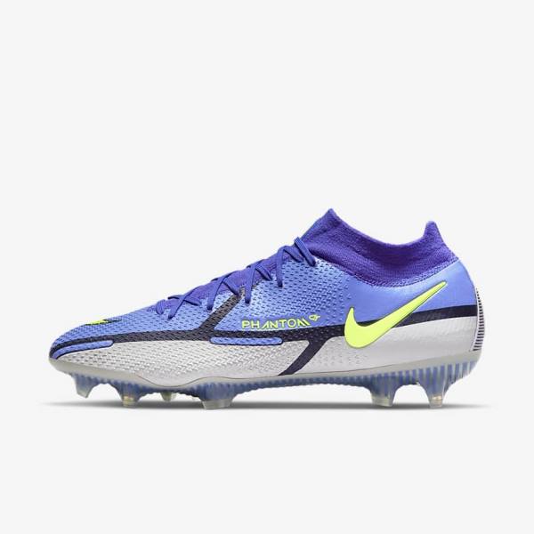 Scarpe da Calcio Uomo Nike Phantom GT2 Dynamic Fit Elite FG Firm-Ground Blu Grigie | NK409ECG