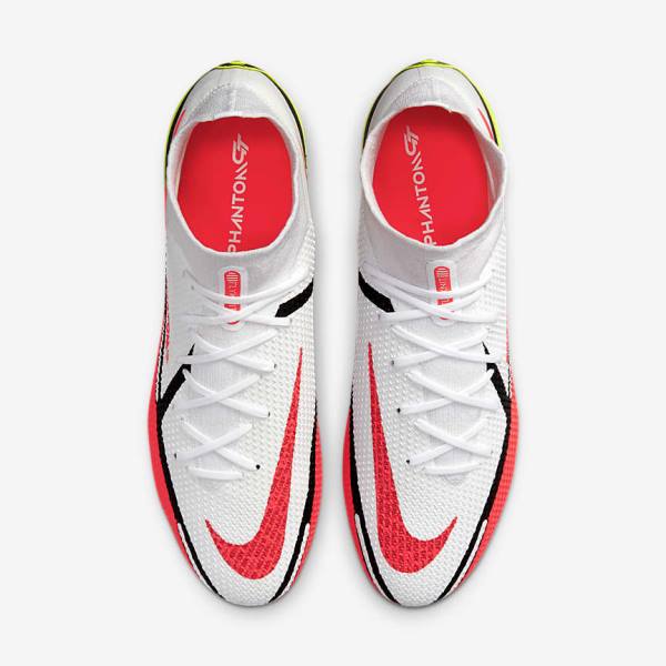 Scarpe da Calcio Uomo Nike Phantom GT2 Dynamic Fit Elite FG Firm-Ground Bianche Rosse Chiaro | NK843BRU