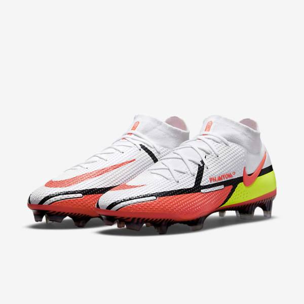 Scarpe da Calcio Uomo Nike Phantom GT2 Dynamic Fit Elite FG Firm-Ground Bianche Rosse Chiaro | NK843BRU