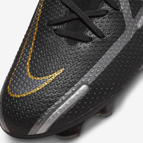 Scarpe da Calcio Uomo Nike Phantom GT2 Dynamic Fit Elite FG Firm-Ground Nere Metal Oro Metal Argento Metal Grigie Scuro | NK960HTJ