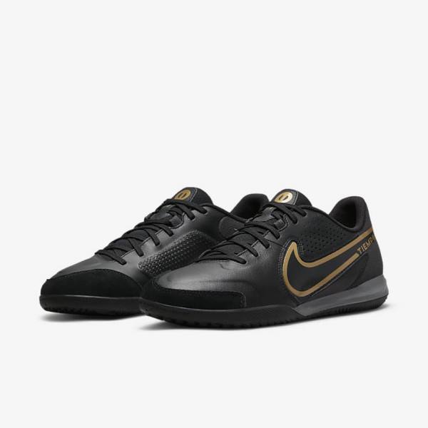 Scarpe da Calcio Uomo Nike Tiempo Legend 9 Academy IC Indoor-Court Nere Grigie Scuro Metal Oro Nere | NK234QRM