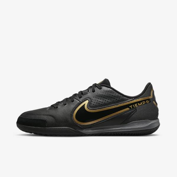 Scarpe da Calcio Uomo Nike Tiempo Legend 9 Academy IC Indoor-Court Nere Grigie Scuro Metal Oro Nere | NK234QRM