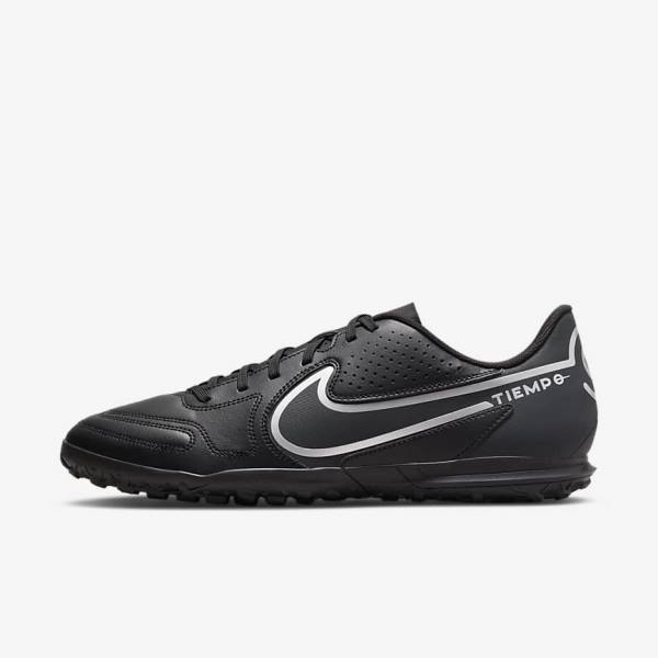 Scarpe da Calcio Uomo Nike Tiempo Legend 9 Club TF Turf Nere Grigie Scuro | NK724FMS