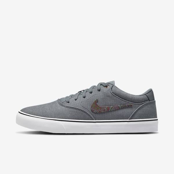 Scarpe da Skate Donna Nike SB Chron 2 Tela Premium Grigie Bianche | NK752LQJ