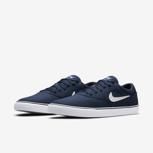 Scarpe da Skate Uomo Nike SB Chron 2 Tela Blu Marino Blu Marino Nere Bianche | NK875ARZ