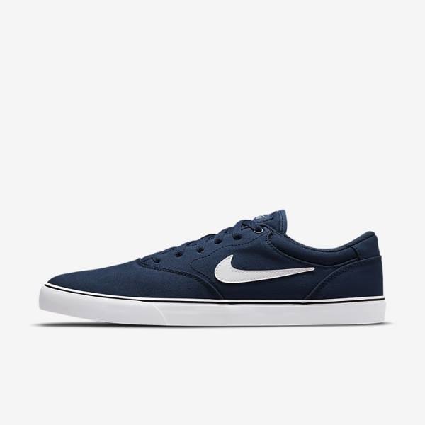 Scarpe da Skate Uomo Nike SB Chron 2 Tela Blu Marino Blu Marino Nere Bianche | NK875ARZ